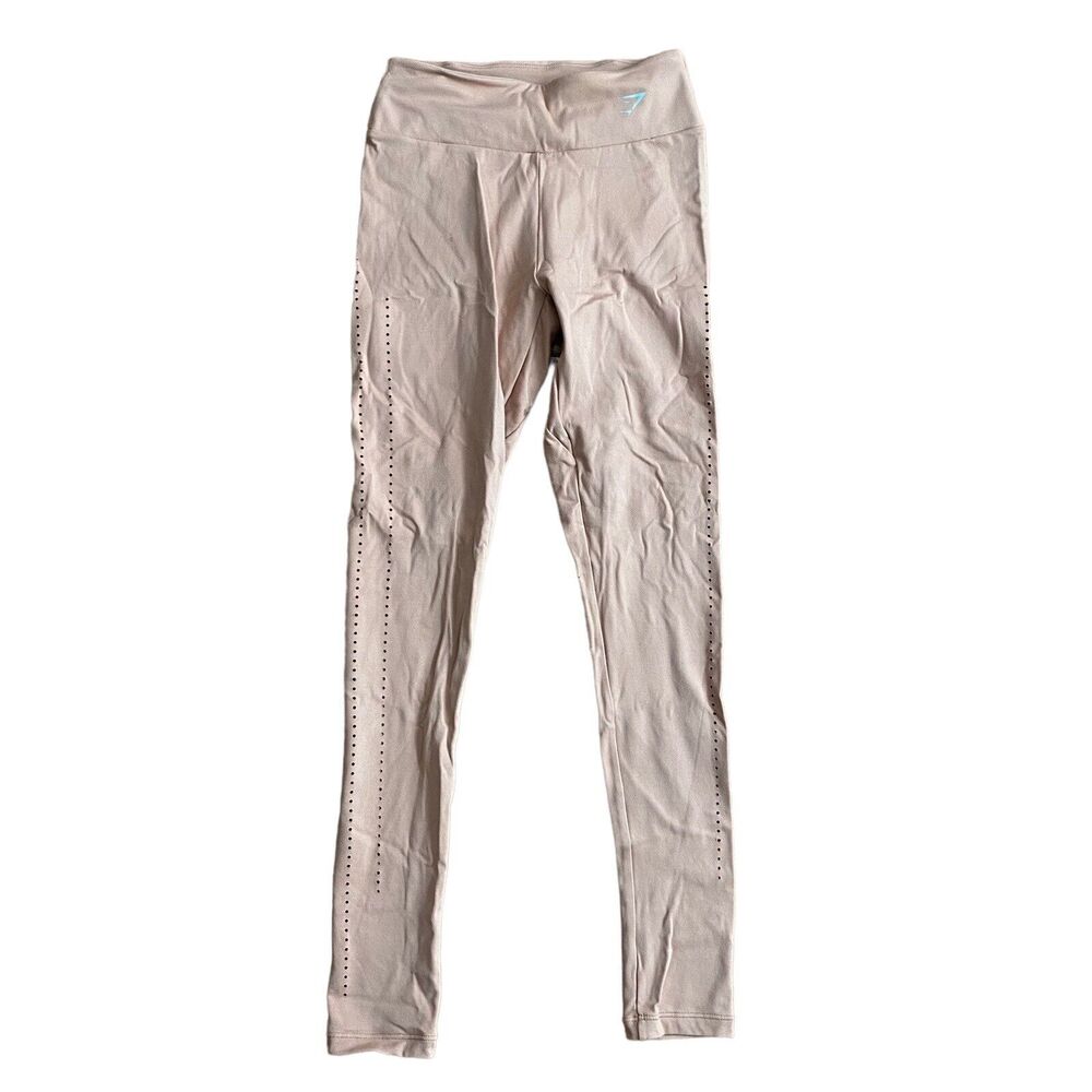 Gymshark XS Leggings Workout Activewear Eyelet Blush Pink Nude - Picture 1 of 12
